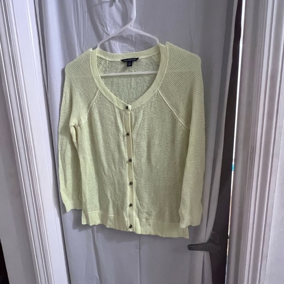 AMERICAN eagle neon green/yellow see thru summer cardigan size m - Picture 1 of 3